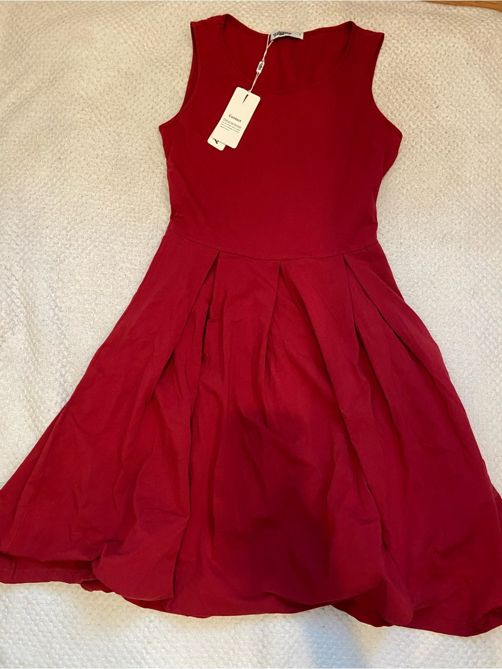 Sleeveless Midi Fit-and-Flare Dress in Deep Red